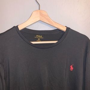 Men’s Grey Long Sleeve Polo Shirt Medium